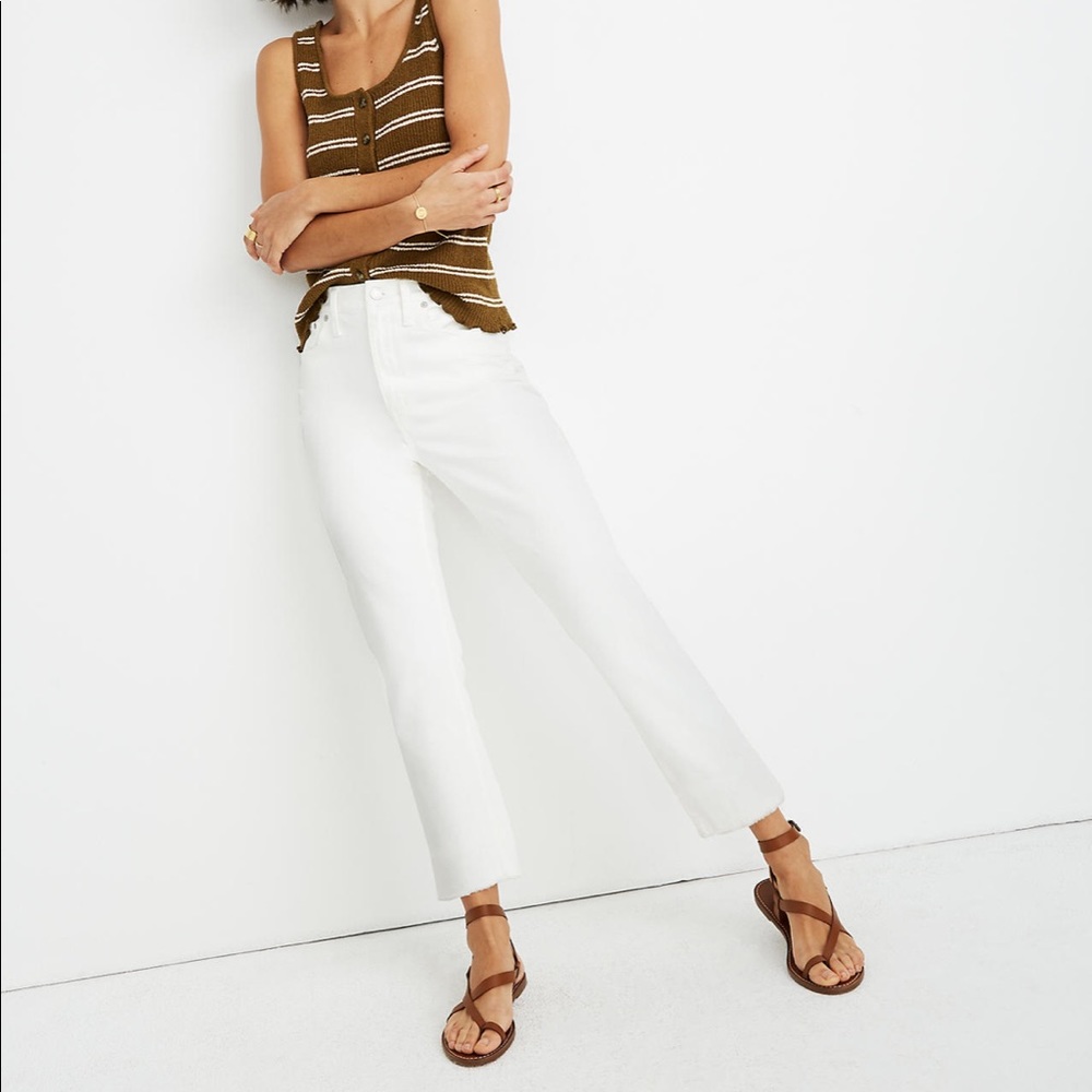 Madewell NWT High Rise Slim Crop Boyjean in White